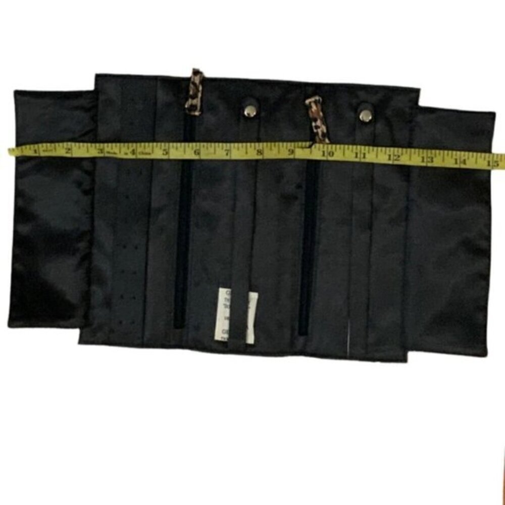 Jewelry Roll Leopard Animal Print Travel Case Satin Brown Black Tan Multicolor - Picture 3 of 16
